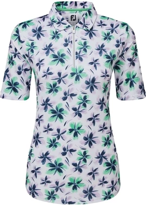 Footjoy 1/2 Zip Floral Print Lisle Lavender/Mint/Navy XS Polo-Shirt