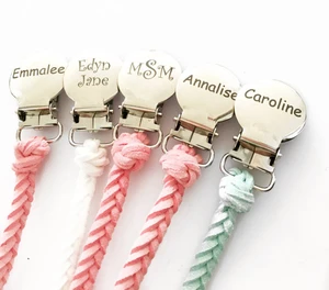 MIYOCAR Personalized any text Pacifier Leather Pacifier Clip holder Baby dummy clip teether chain