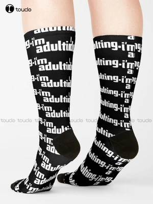 I'M Adulting Socks Cotton Socks Personalized Custom 360° Digital Print Gift Harajuku Unisex Adult Teen Youth Socks Colorful