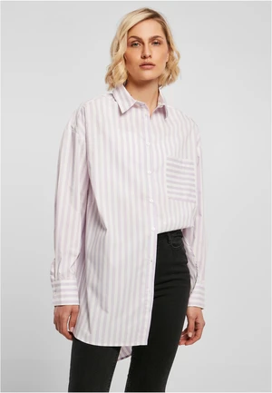 Women's oversized striped shirt white/lilac