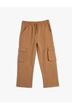 Koton Basic Cargo Sweatpants with Flap Pocket Detail and Tie Waist