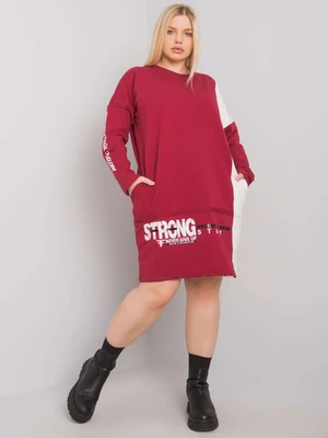 Plus size burgundy tunic with long sleeves