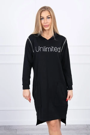 Dress with unlimited black inscription