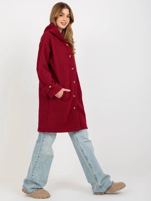 Women's chestnut plush coat with hood