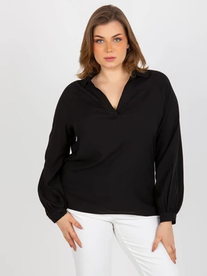 Plus Size Black Viscose Shirt Blouse