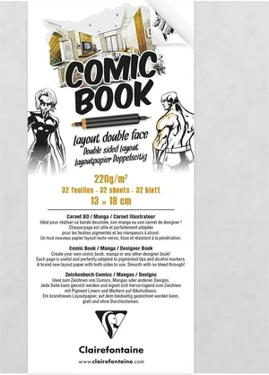 Clairefontaine Comic Book Layout Double Sided Paper Carnete de Schițe 13 x 18 cm 220 g