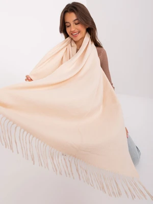 Light beige women's scarf with fringes