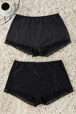 Trendyol Curve Black 2-Pack High Waist Laced Soft Comfort Plus Size Panties