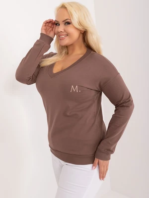 Plus size brown blouse with a neckline