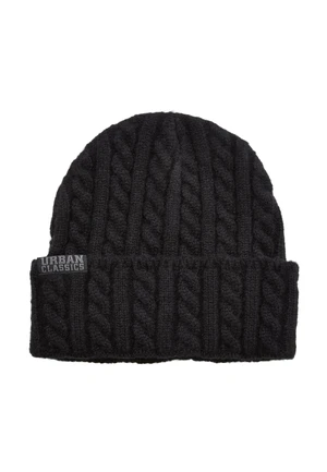 Cap with cable knitted black