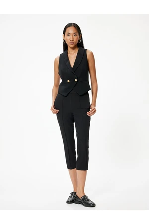 Koton Capri Trousers with Pockets and Rib Detail