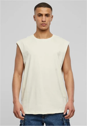 White sand sleeveless t-shirt with open brim