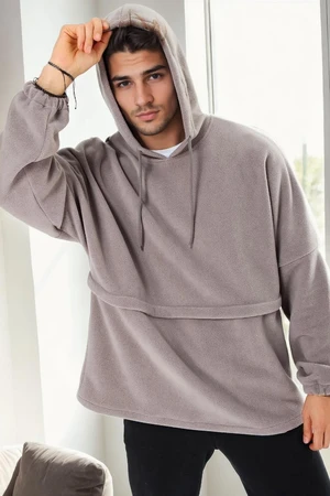 17817 Dewberry Oversize Hoodie Mens Fleece-GREY