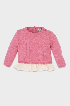 DEFACTO Baby Girl Pink Crew Neck Knitted Sweater