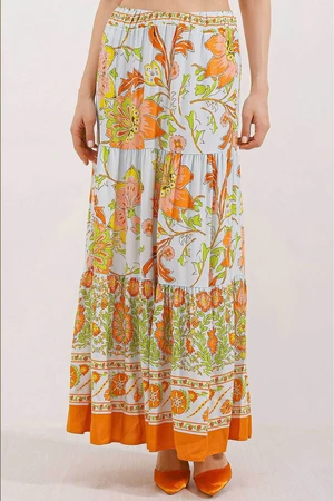 Bigdart 1898 Patterned Long Skirt - Orange