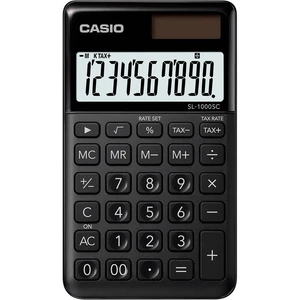 Casio SL-1000SC-BK vrecková kalkulačka čierna Displej (počet miest): 10 solárny pohon, na batérie (š x v x h) 71 x 9 x 1