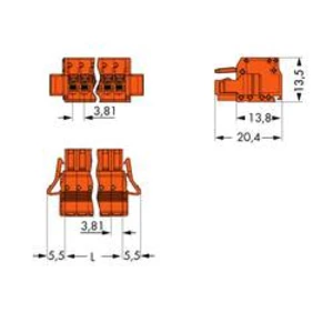 Zásuvkový konektor na kabel WAGO 2734-214/037-000, 64.34 mm, pólů 14, rozteč 3.81 mm, 25 ks