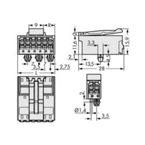 Konektor do DPS WAGO 2091-1522/020-000, 28.00 mm, pólů 2, rozteč 3.50 mm, 200 ks