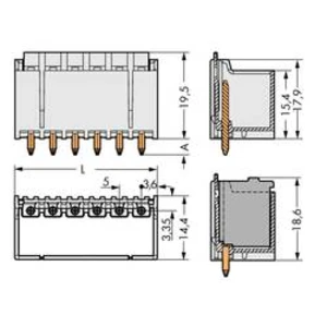 Konektor do DPS WAGO 2092-1406, 32.20 mm, pólů 6, rozteč 5 mm, 100 ks