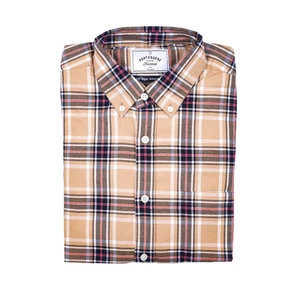 Portuguese Flannel Flanelová košeľa Portuguese Flannel Camel - kockovaná (button-down)