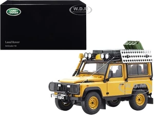 Land Rover Defender 90 Yellow with Roof Rack and Accessories 1/18 Diecast Model Car by Kyosho