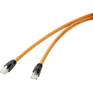 Renkforce RF-3335130 RJ45 sieťové káble, prepojovacie káble CAT 8.1 S/FTP 0.50 m oranžová pozlátené kontakty, s ochranou