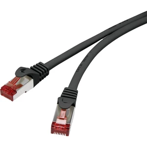 Renkforce RF-4737376 RJ45 sieťové káble, prepojovacie káble CAT 6 S/FTP 25.00 cm čierna s ochranou, pozlátené kontakty,