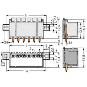 Konektor do DPS WAGO 2092-1405/005-000, 39.20 mm, pólů 5, rozteč 5 mm, 100 ks