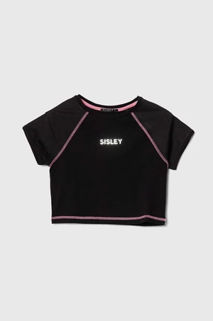 Dětské tričko Sisley černá barva