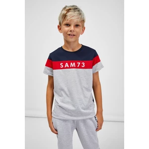 Blue-grey boys' brindle T-shirt SAM 73 Kallan