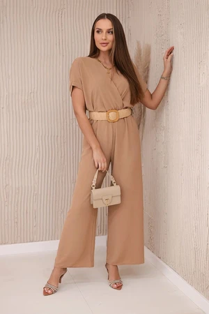 Jumpsuit with decorative belt at the Camel waist