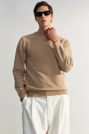 Trendyol Camel Regular Fit Half Turtleneck Soft Limited Edition Basic Knitwear Sweater