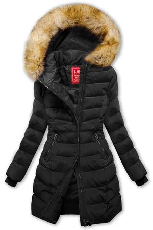 Winterjacke mit abnehmbarem Fellimitat Schwarz