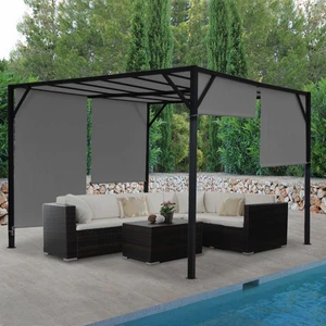 Pergola se stahovací střechou 3x3 m Dekorhome Šedá