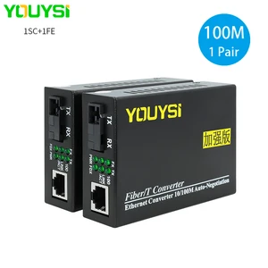 YOUYSI 1 Pair High Quality 20KM Fiber Optical Media Converter 10/100Mbps Single Mode Single Fiber SC Port External Power Supply