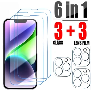 6IN1 Tempered glass For iphone 14 13 12 11 15 Pro Max Camera Screen Protector For iPhone 13 12 14 Plus 11 12 13 14 15 Pro Glass