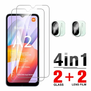 4in1 Tempered Glass Case For Xiaomi Redmi A2 Camera Protector Xioami Redmy A2+ A 2 2A RedmiA2 Screen Protective Film 6.52inches