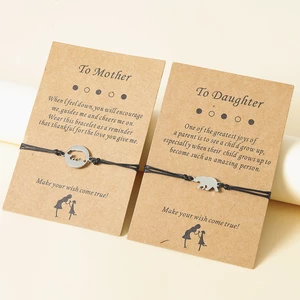 2023 New Versatile Stainless Steel Hollow Mother's Day Parent-child Card Handwoven Bracelet Gift Wholesale