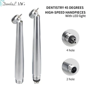 Dental 45 Degree LED High Speed Handpiece E-generator Integrated Small Head Push Button Handpiece Single Water Spray