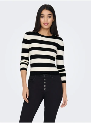 Cream-black women's striped sweater JDY Plum - Women