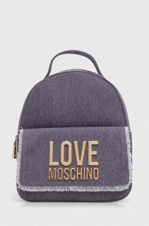 Bavlnený batoh Love Moschino fialová farba, malý, s nášivkou
