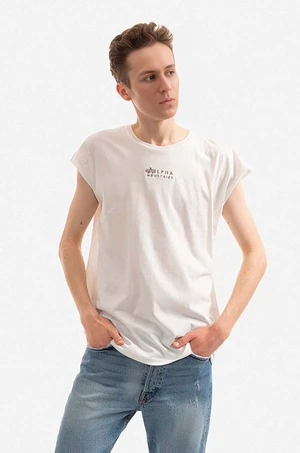 Bavlněné tričko Alpha Industries bílá barva, 118531.626-white