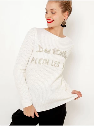 White sweater with Christmas motif CAMAIEU - Women