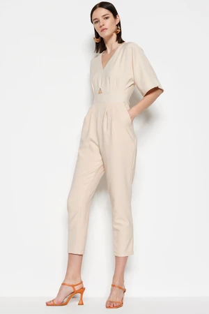 Trendyol Stone Woven Overalls in Cut Out/Window Detailed