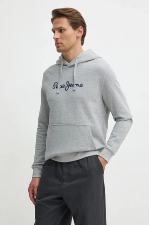 Bavlnená mikina Pepe Jeans NEW JOE HOODIE pánska, šedá farba, s kapucňou, s nášivkou, PM582716