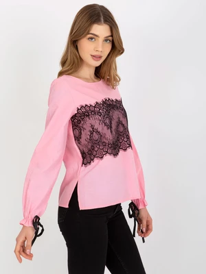 Pink cotton formal blouse