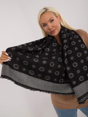 Black and gray women's scarf made of patterned knit