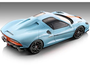 2021 Touring Superleggera Arese RH95 Light Blue with Orange Stripes "Gulf Livery" "Mythos Series" Limited Edition to 65 pieces Worldwide 1/18 Model C