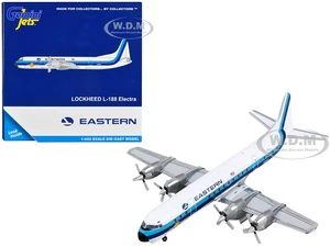 Lockheed L-188 Electra Commercial Aircraft "Eastern Air Lines" White with Blue Stripes 1/400 Diecast Model Airplane by GeminiJets