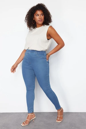 Trendyol Curve Blue Leggings Look Ektra Flexible Skinny Jeans